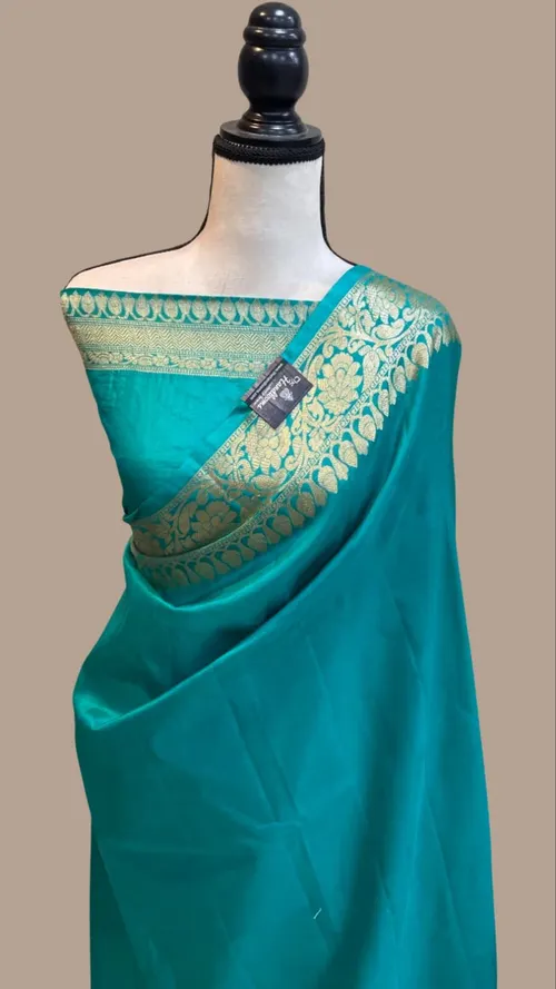 Handcrafted Katan Silk Saree with Traditional Jacquard Border Detailing